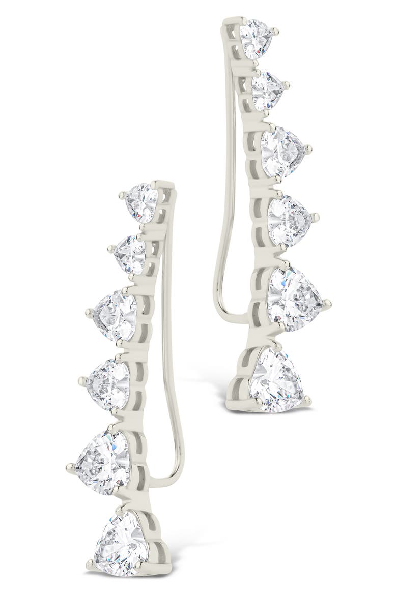 Jillian Cubic Zirconia Heart Ear Climbers, Alternate, color, SILVER