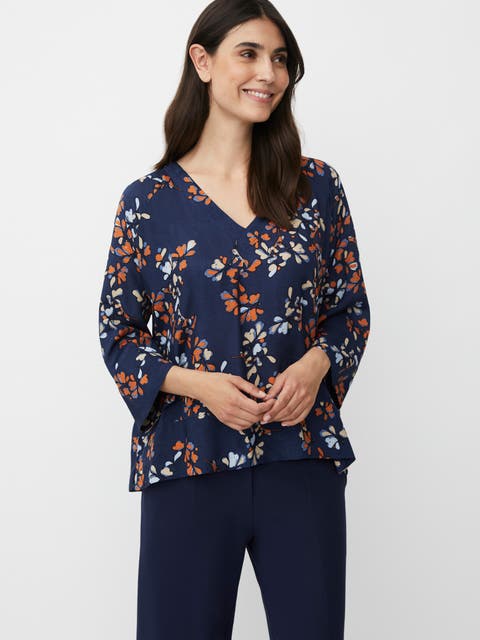 MaBenika 3/4 Sleeve V-Neck Blouse