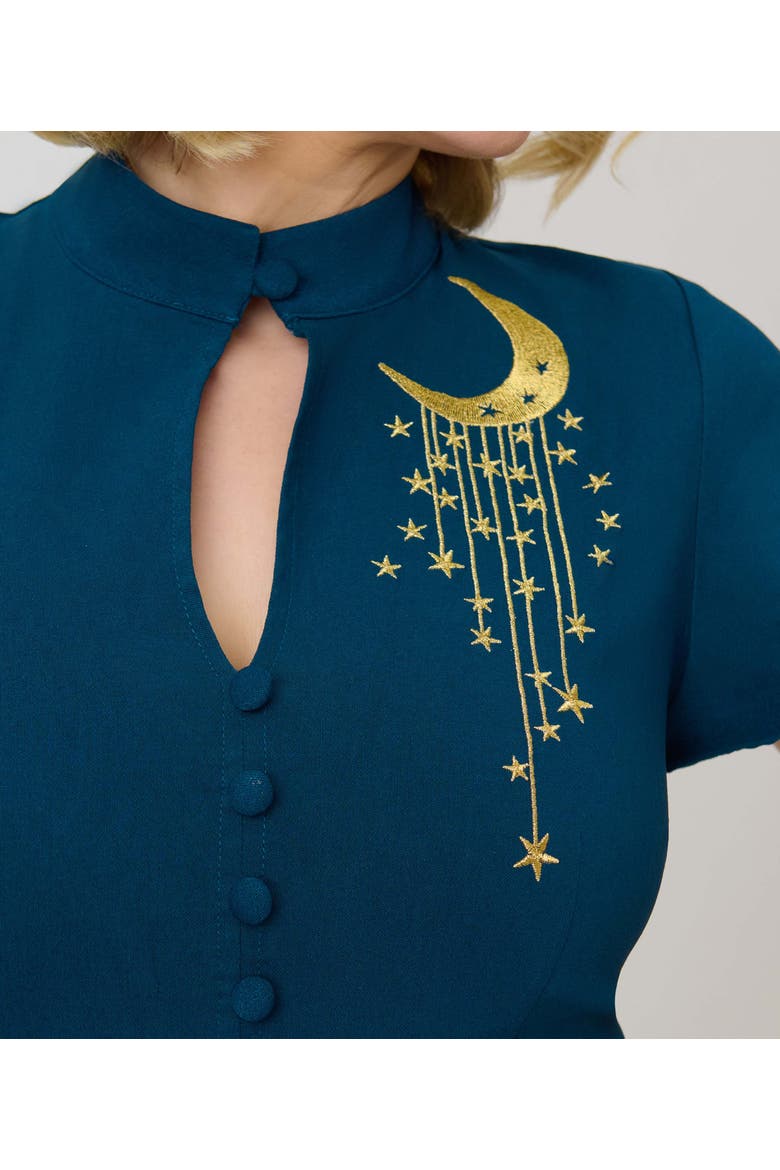 1940s Baltimore Swing Dress, Alternate, color, Blue Moon & Star Embriodered