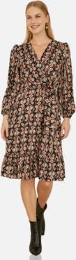 Yumi Ikat Long Sleeve Skater Midi Dress