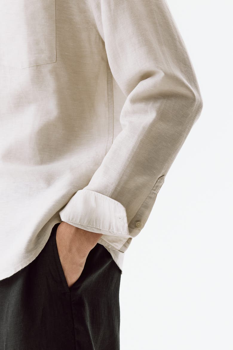 Relaxed-fit Linen-blend Shirt, Alternate, color, Light beige