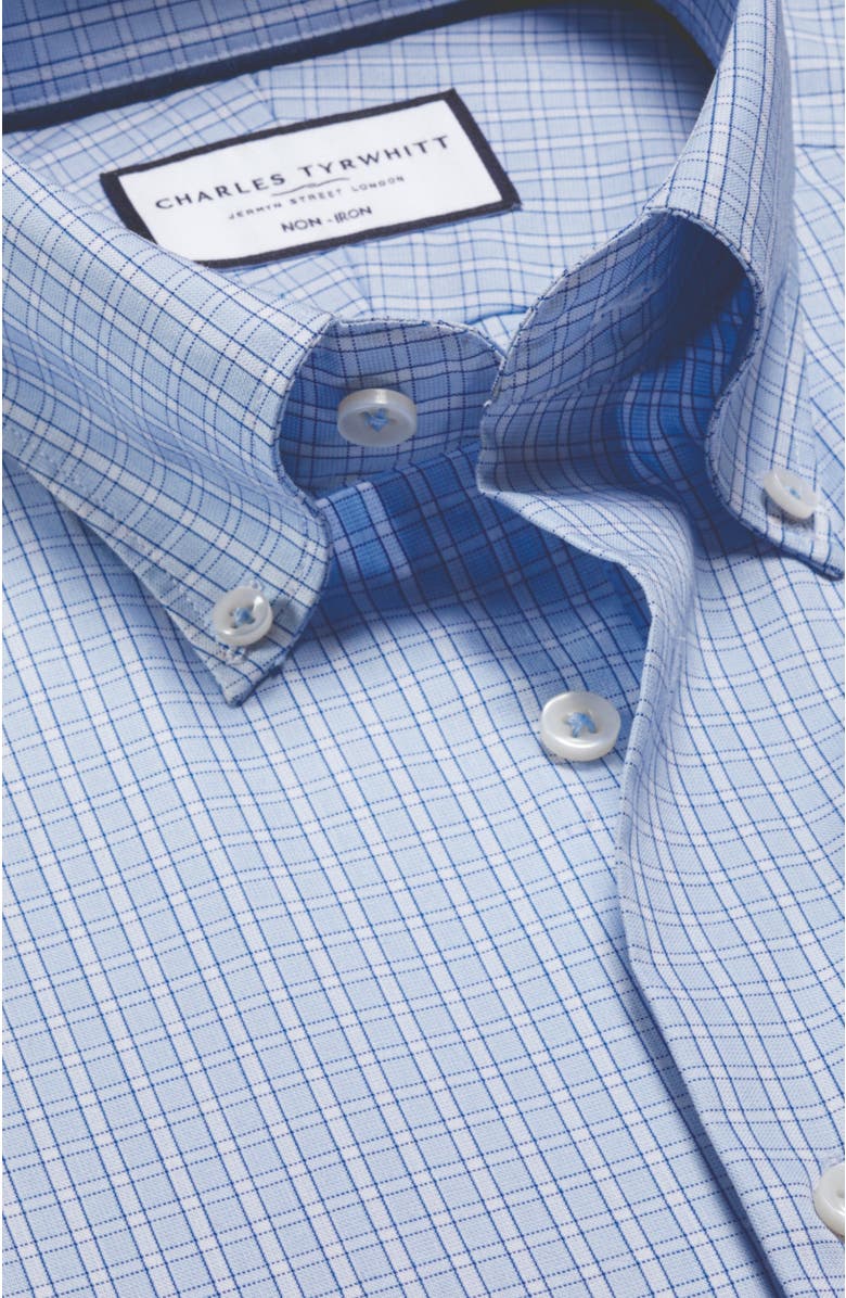 Charles Tyrwhitt Non-Iron Pinpoint Oxford Check Shirt, Alternate, color, Sky Blue