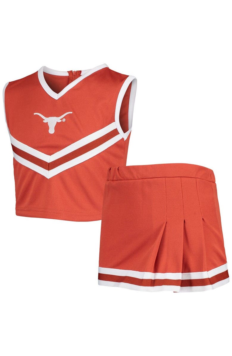 LITTLE KING Girls Youth Texas Orange Texas Longhorns Two-Piece Cheer Set, Main, color, Burnt Orange