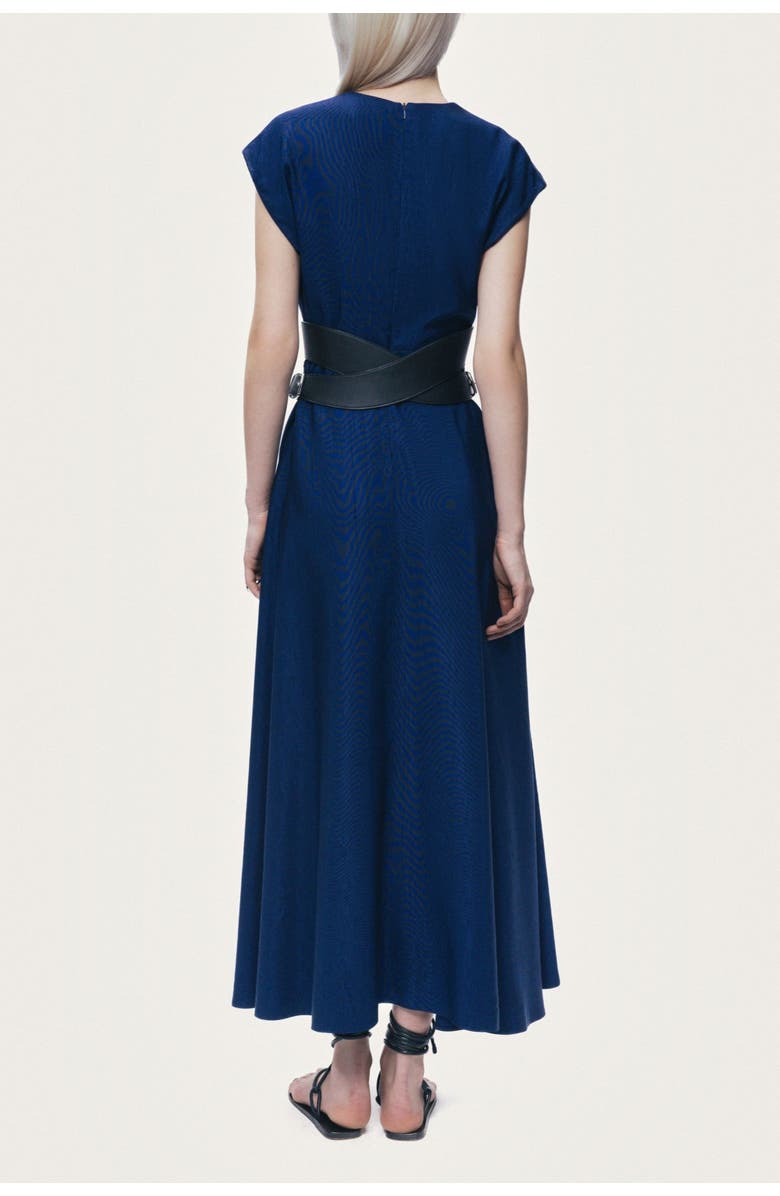 Nocturne V-Neck Belted Midi Dress, Alternate, color, Navy