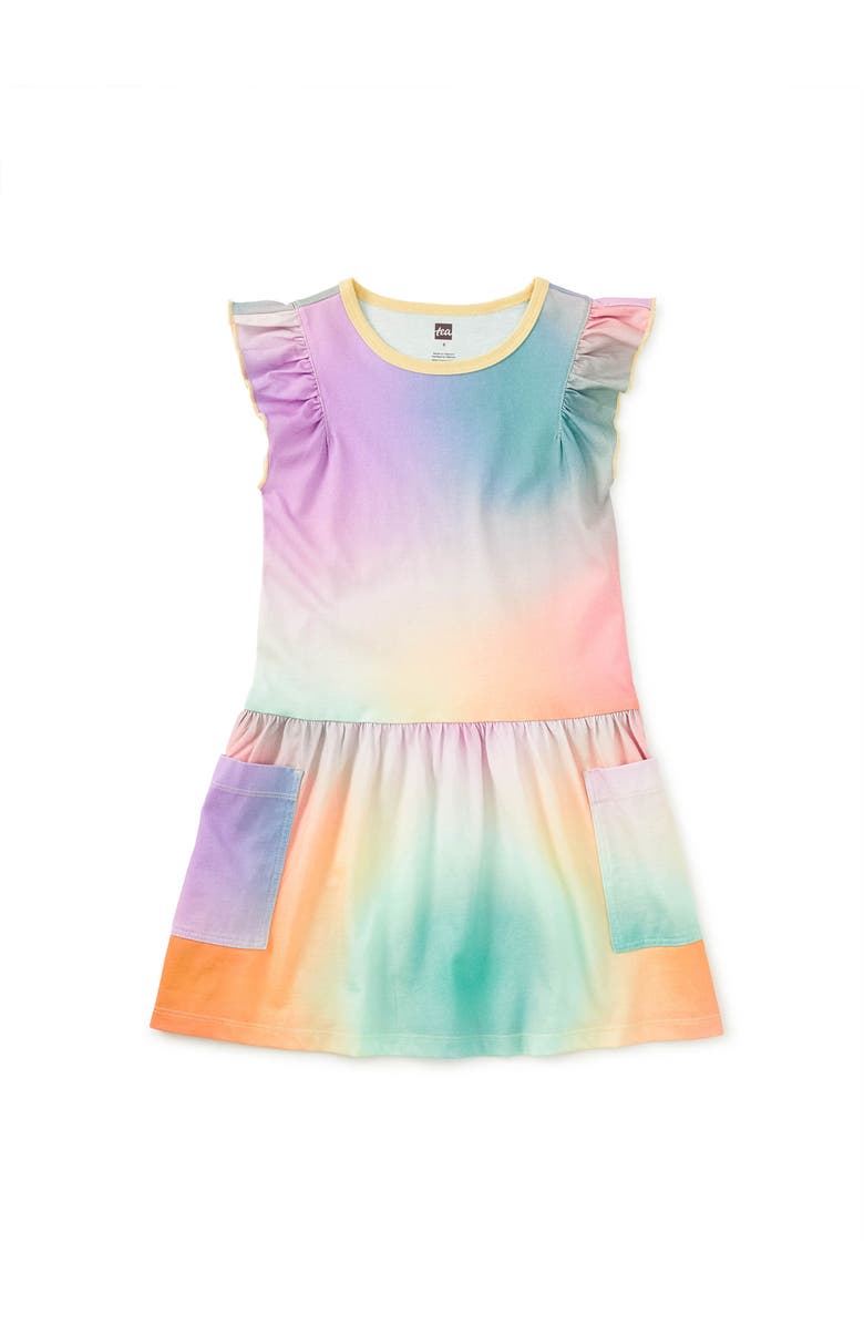Tea Collection Flutter Sleeve Pocket Dress, Main, color, Rainbow Gradient