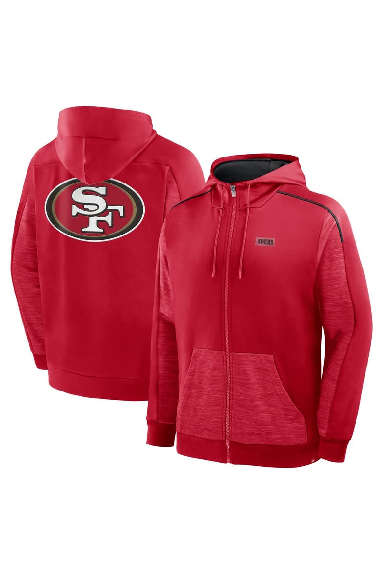 Men's Fanatics Scarlet San Francisco 49ers Checkdown Pass Full-Zip Hoodie, Main, color, Scarlet