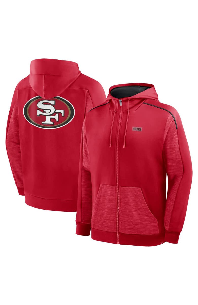 FANATICS Men's Fanatics Scarlet San Francisco 49ers Checkdown Pass Full-Zip Hoodie, Main, color, Scarlet