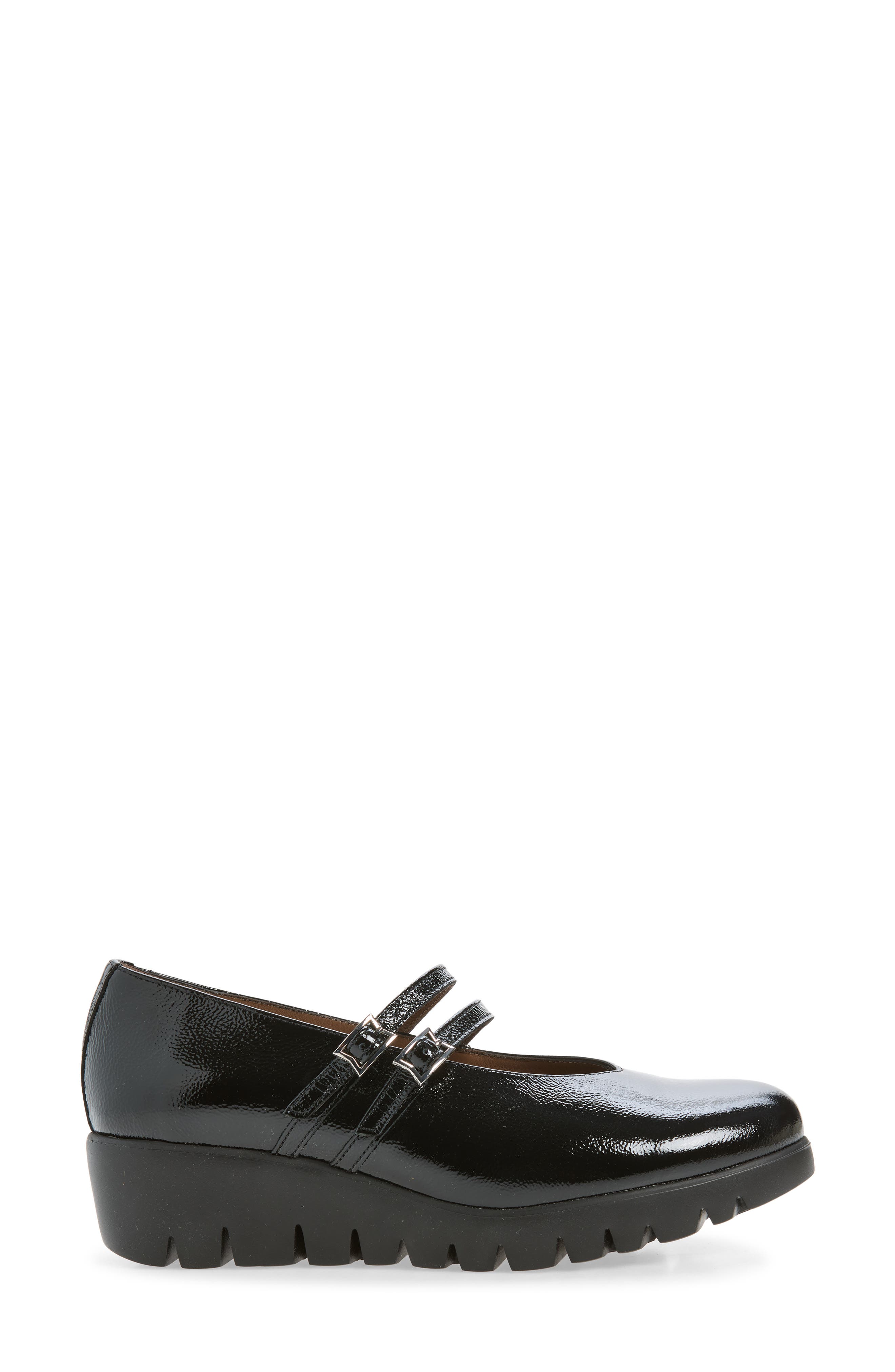 Double Strap Mary Jane Wedge Pump, Alternate, color, BLACK PATENT