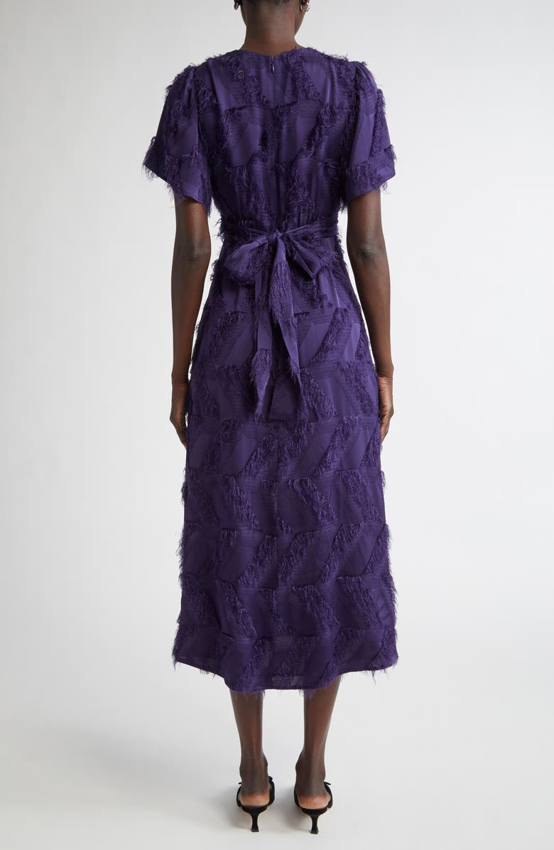 ST. JOHN Christy Geometric Fil Coupé Faux Wrap Dress, Alternate, color, Deep Purple