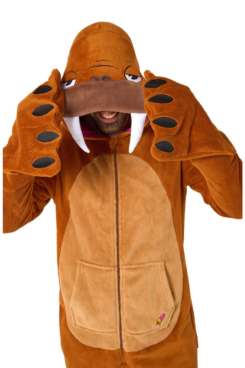 Walrus Hooded Fleece Costume Jumpsuit, Alternate, color, BEIGE