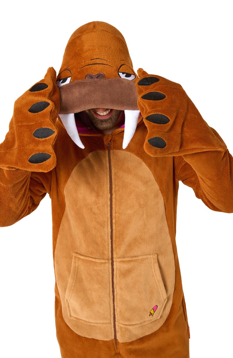 OppoSuits Walrus Hooded Fleece Costume Jumpsuit, Alternate, color, Beige