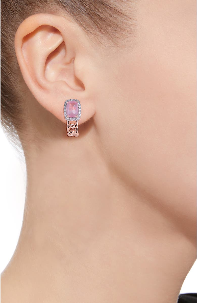 Kahn High Jewelry Rose Quartz Earrings with Diamonds, Alternate, color, Pink