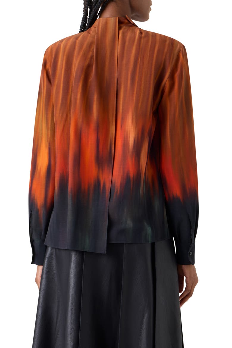 Fuego Print Silk Crepe Top, Alternate, color, COFFEE-VICUNA