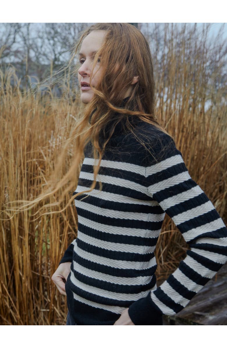 Lingua Franca Morrissey Textured Stripe Turtleneck, Alternate, color, 