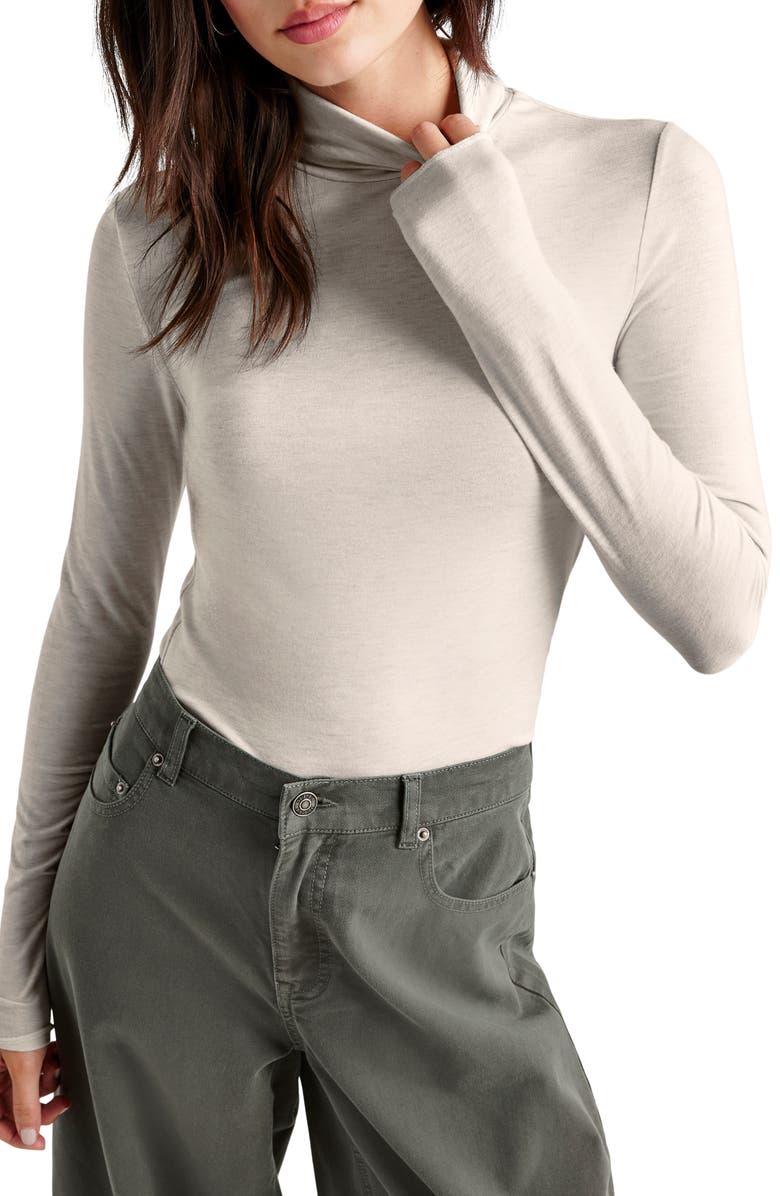 Splendid Jersey Turtleneck, Alternate, color, Pale Oak Heather