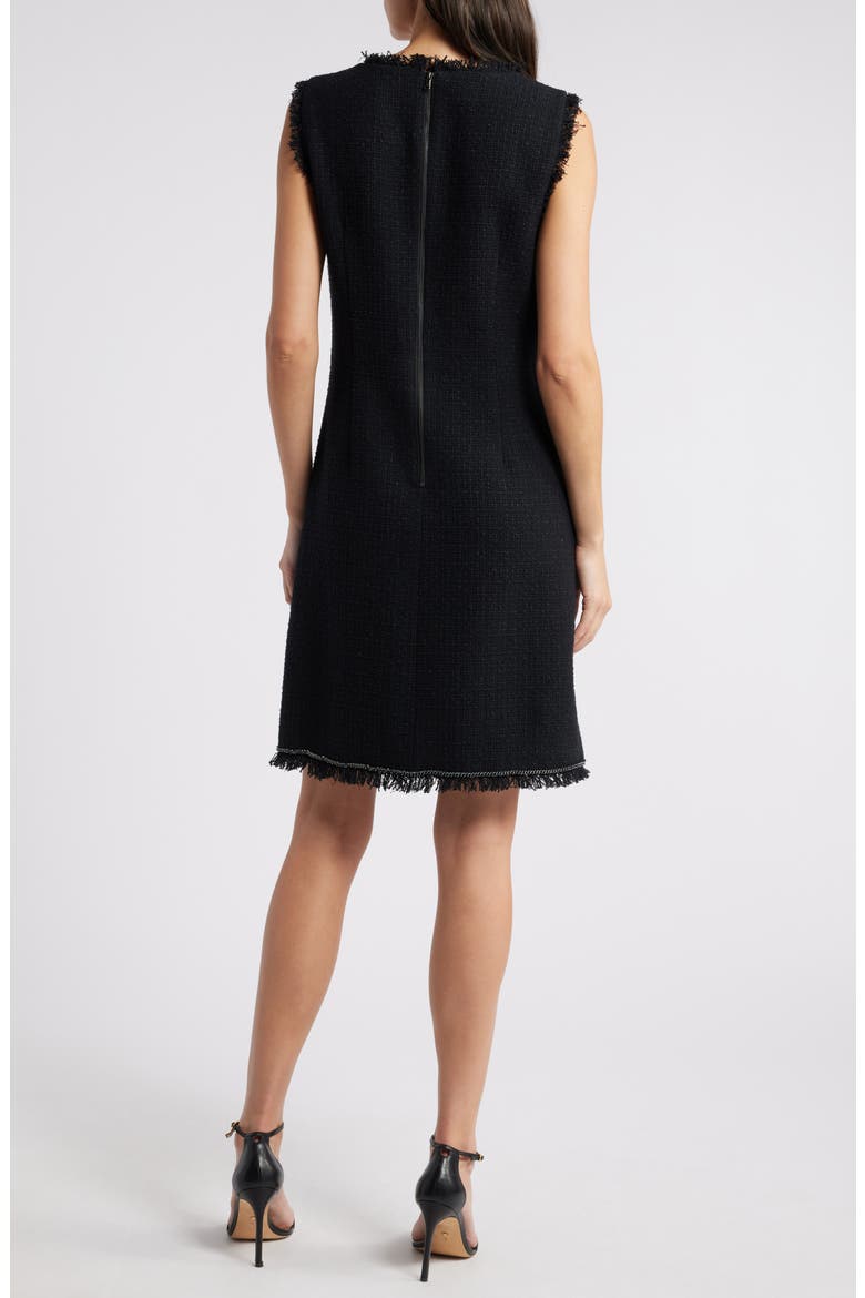 Dale Chain Trim Sleeveless Cotton Blend Tweed Sheath Dress, Alternate, color, BLACK