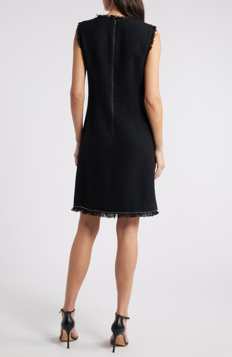 KOBI HALPERIN Dale Chain Trim Sleeveless Cotton Blend Tweed Sheath Dress, Alternate, color, Black