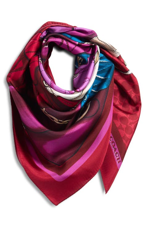 Stacked Tabby Print Silk Square Scarf
