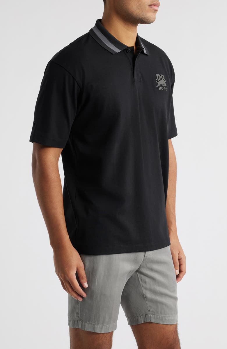 HUGO x RB Formula One<sup>™</sup> Team Relaxed Fit Stretch Piqué Polo, Alternate, color, Black