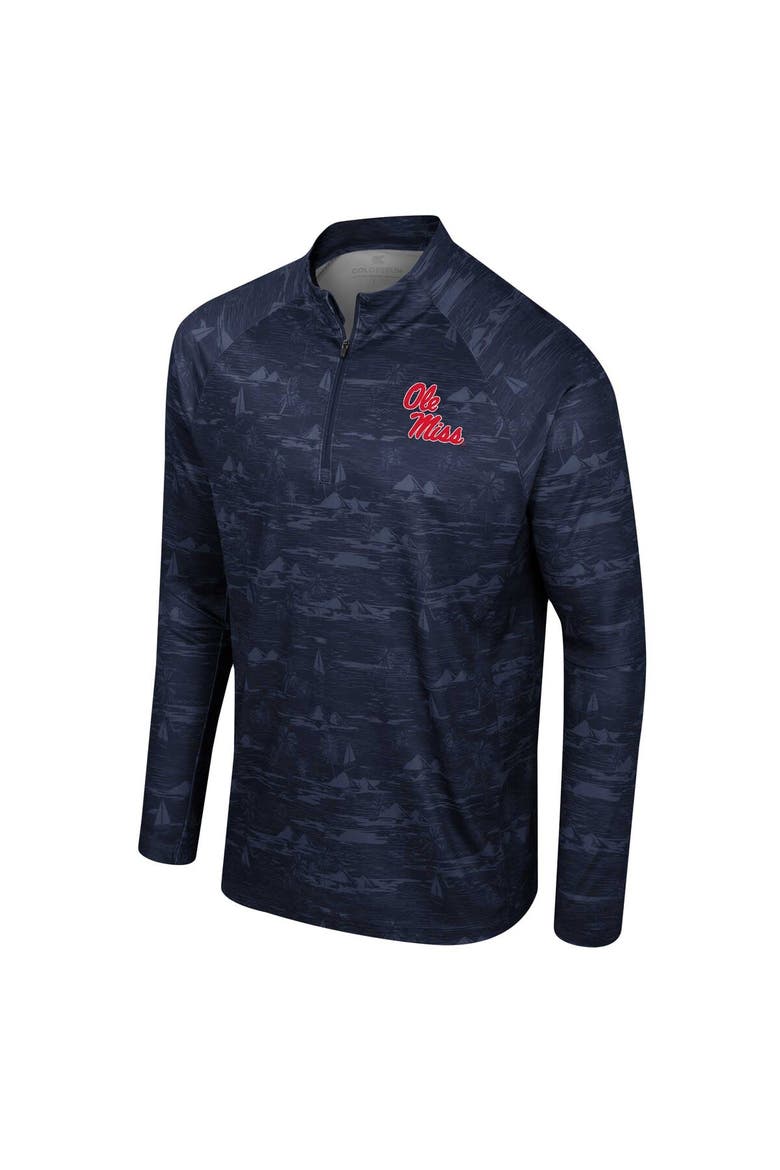 Men's Colosseum Navy Ole Miss Rebels Carson Raglan Quarter-Zip Jacket, Alternate, color, Navy