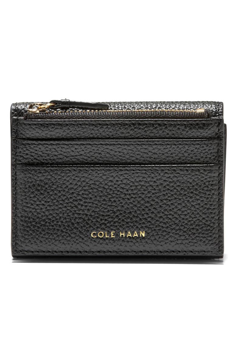 Cole Haan Rachel Compact Leather Trifold Wallet, Alternate, color, Black