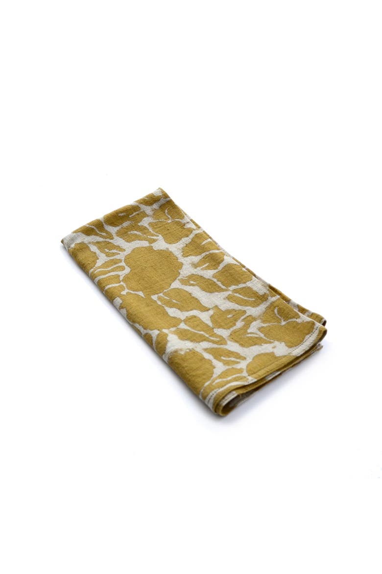 Yan Mustard Block Print Napkins - Set of 4, Alternate, color, Mustard