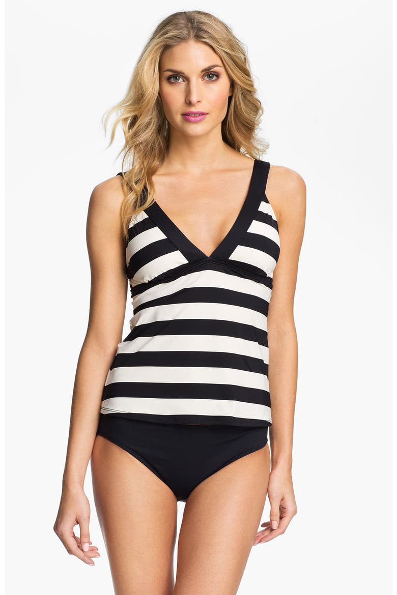 Stripe Tankini Top, Main, color, BLACK/ CREAM