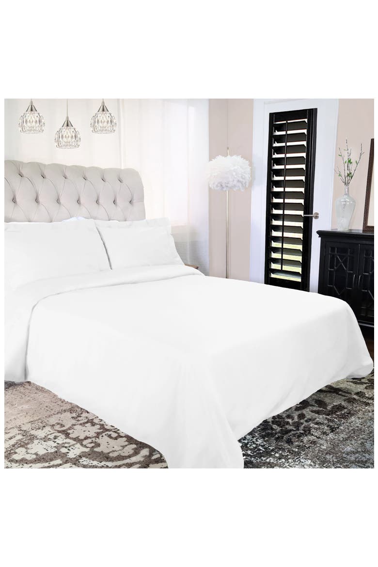 Solid 300 Thread Count Sateen Duvet Cover & Shams Set, Alternate, color, WHITE