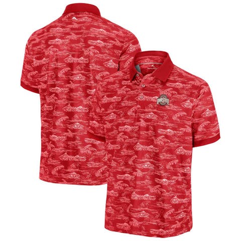 Men's Tommy Bahama Scarlet Ohio State Buckeyes Sport Bay View IslandZone Polo