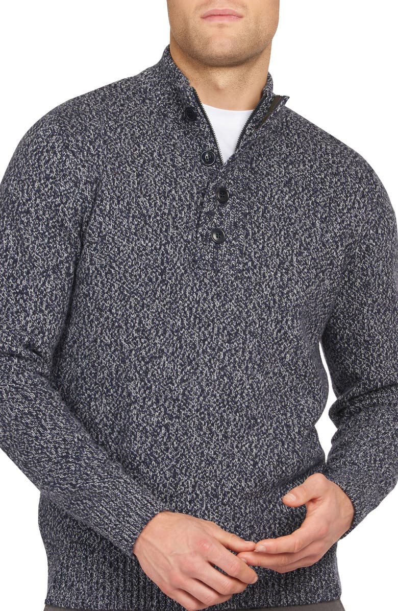 Barbour Sid Half Zip Wool & Cotton Sweater, Main, color, Navy Marl