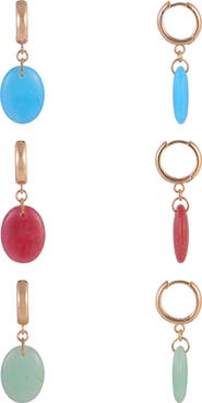 Rachel Roy Set of 3 Aventurine Drop Earrings