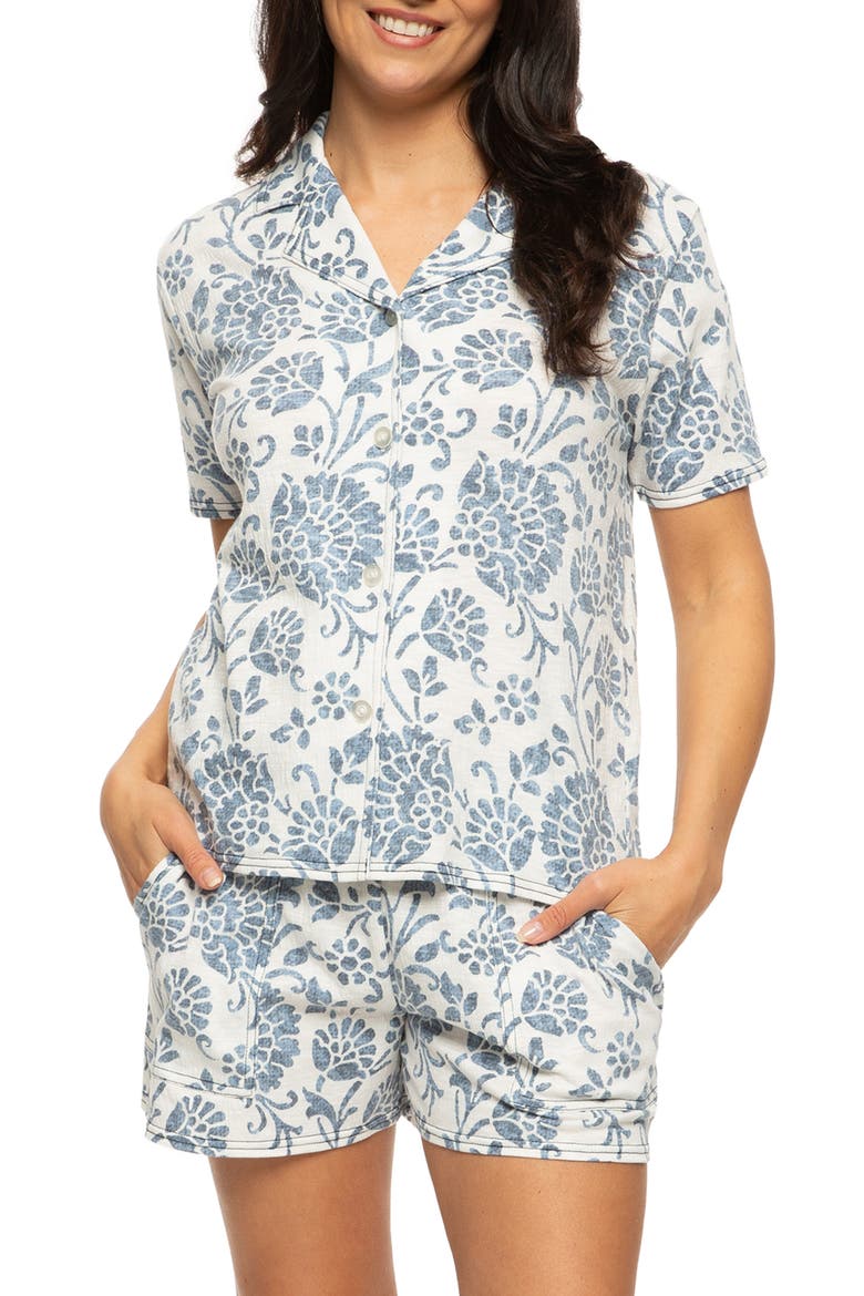 Josephine Crinkled Jersey Short Pajamas, Main, color, DISTRESSED FLORAL PRINT