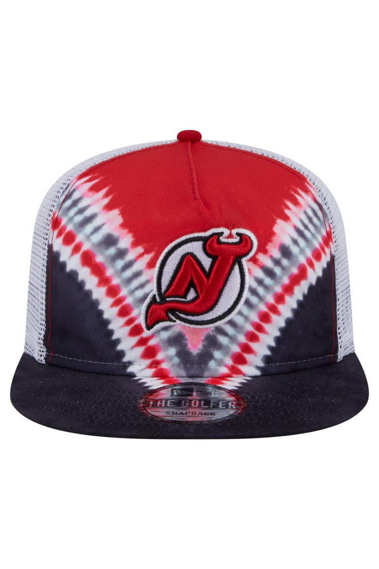 Men's New Era  Black/Red New Jersey Devils Throwback V-Dye Adjustable Golfer Hat, Alternate, color, Black