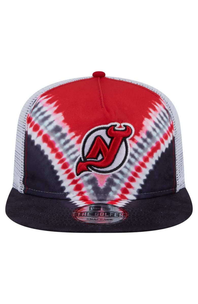 New Era Men's New Era Black/Red New Jersey Devils Throwback V-Dye Adjustable Golfer Hat, Alternate, color, Black