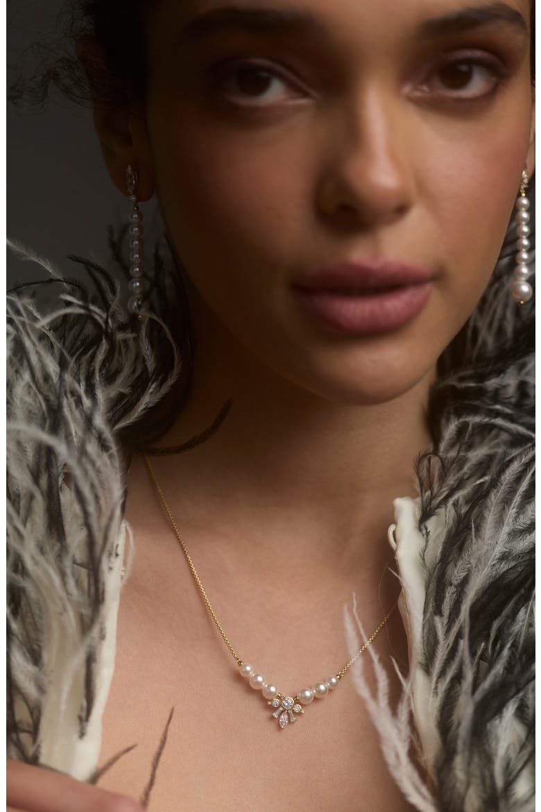 Undersea Imitation Pearl Frontal Necklace, Alternate, color, GOLD