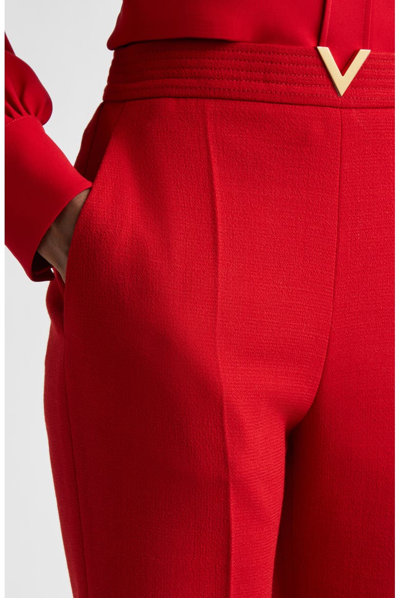 Wool Crepe Crop Flare Pants, Alternate, color, DEEP RED