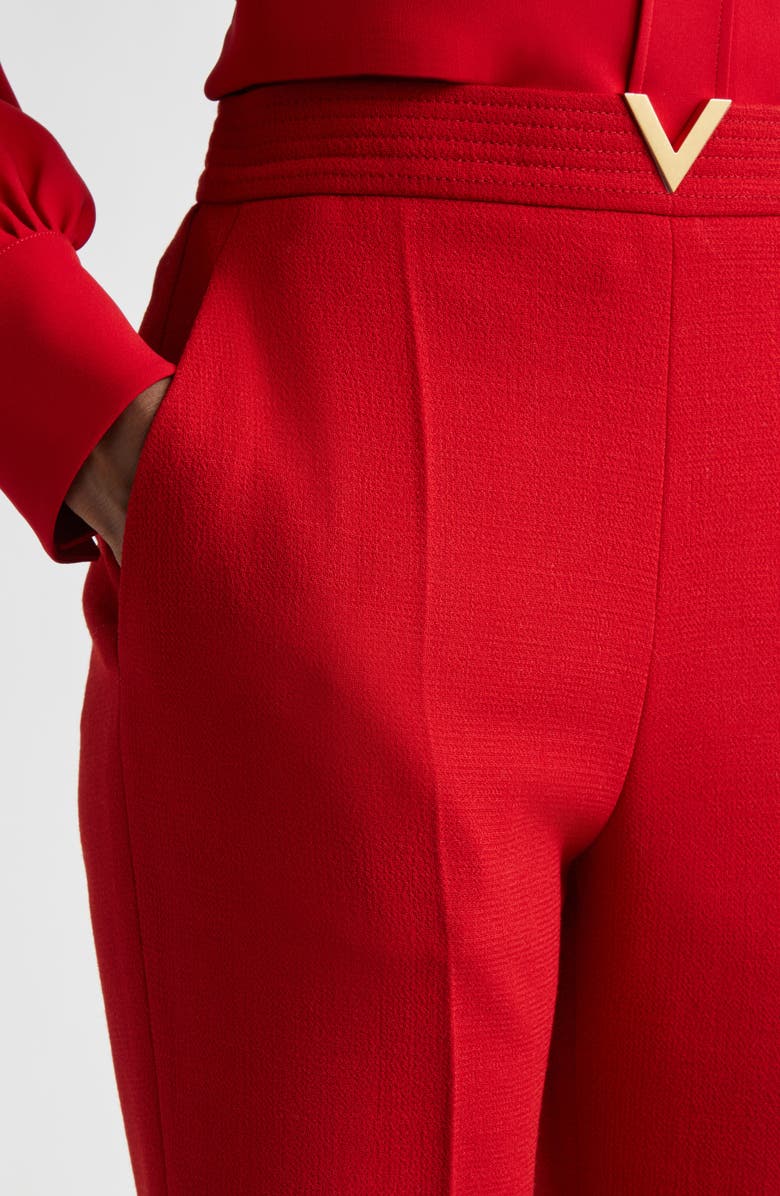 Valentino Wool Crepe Crop Flare Pants, Alternate, color, Deep Red