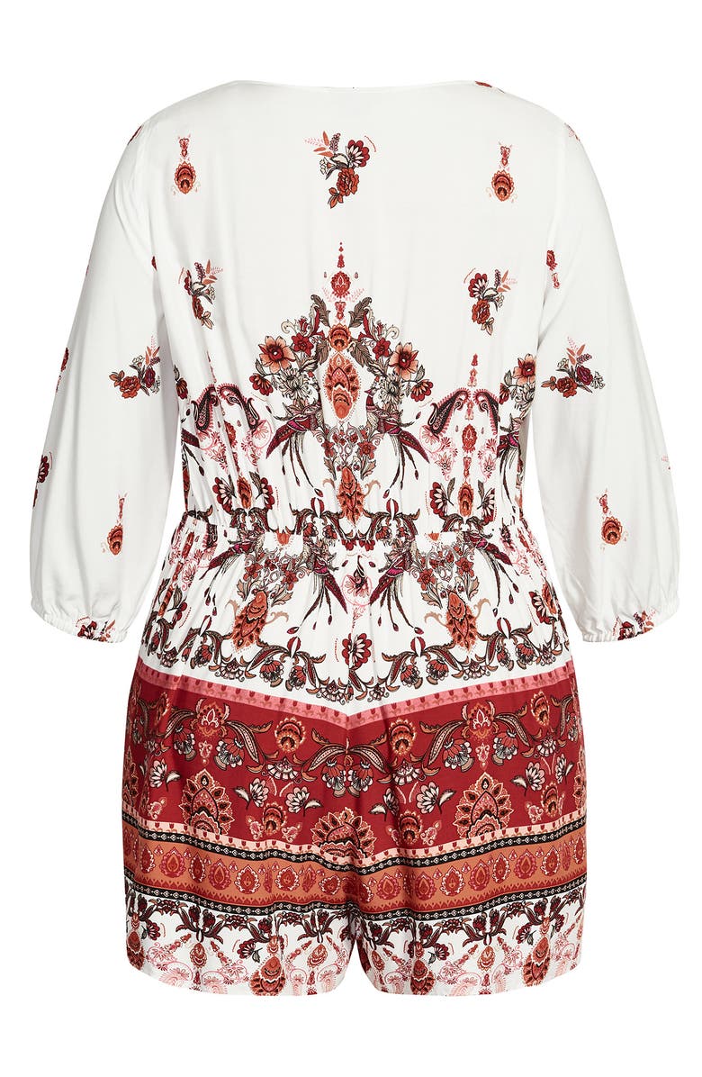 City Chic Angel Heart Printed Romper, Alternate, color, 