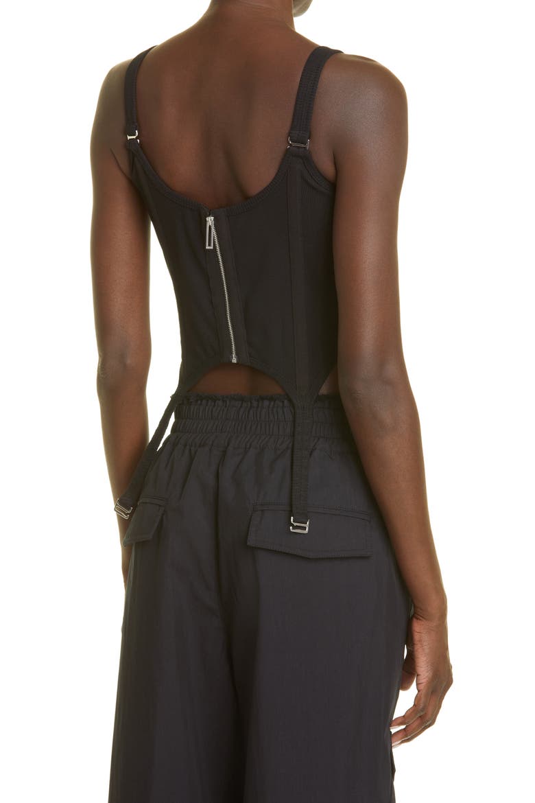 Ribbed Combat Corset Tank Top, Alternate, color, BLACK