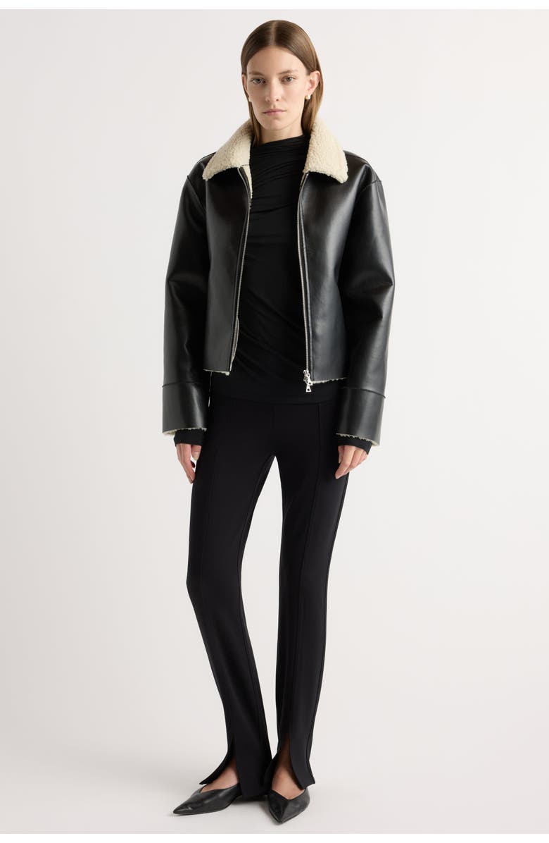 Modern Citizen Bonnie Shearling-Collar Coat, Alternate, color, Black