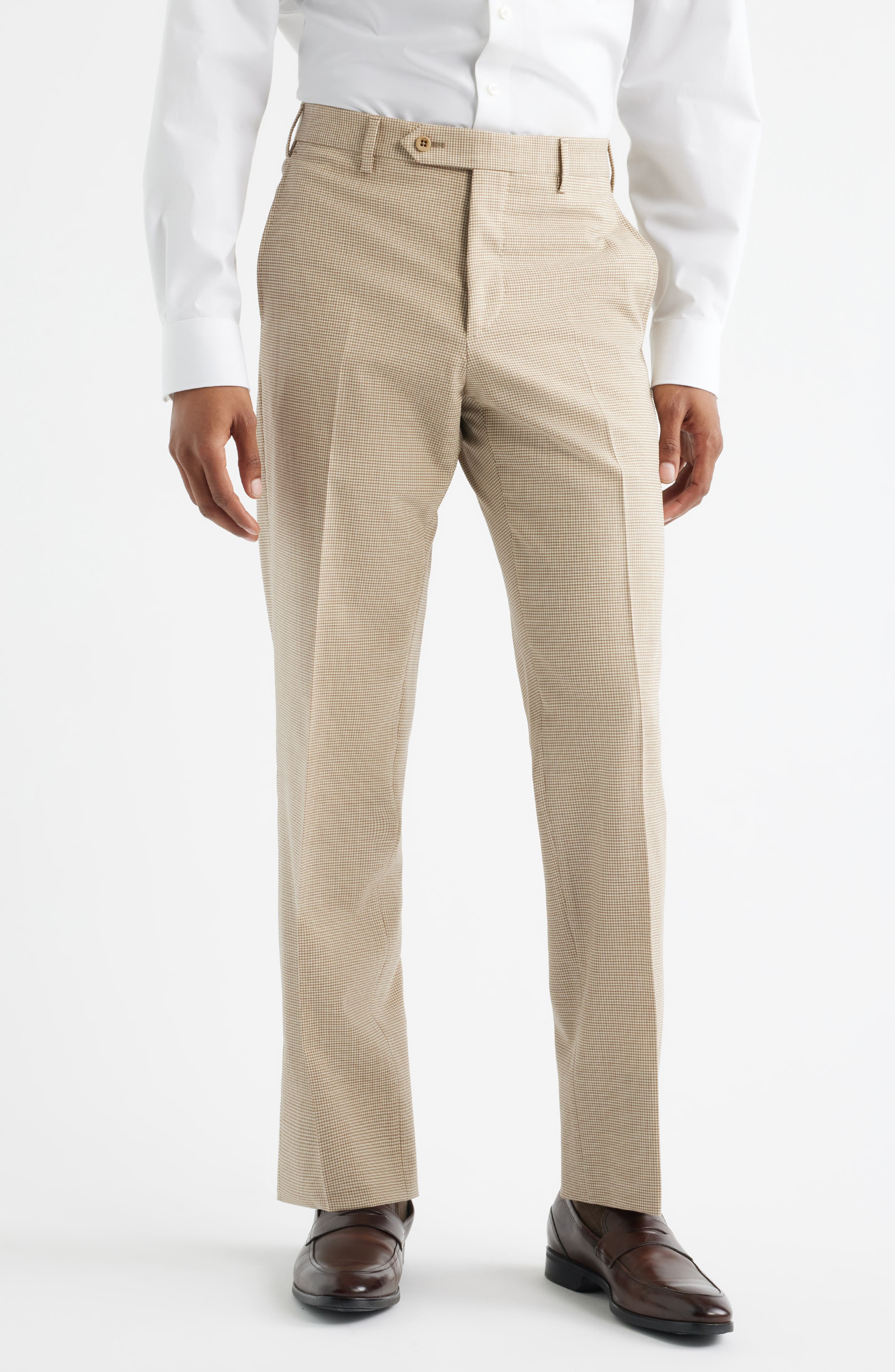 Zanella Devon Flat Front Plaid Wool Dress Pants
