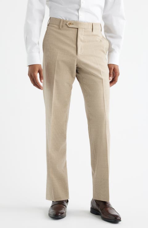 Devon Flat Front Plaid Wool Dress Pants