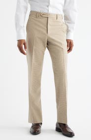 Zanella Devon Flat Front Plaid Wool Dress Pants