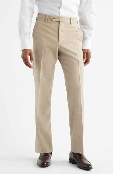 Zanella Devon Flat Front Plaid Wool Dress Pants