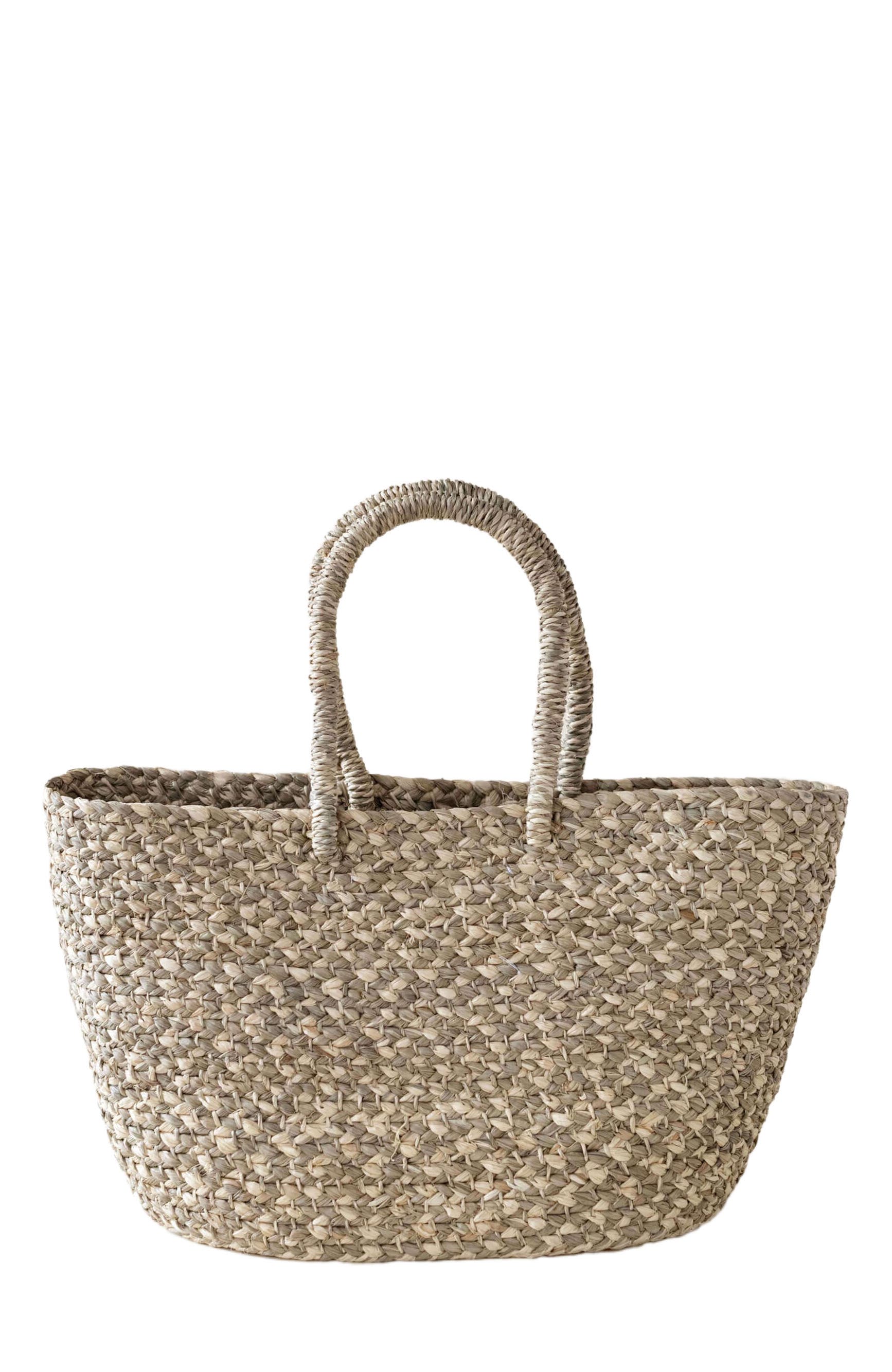 indego africa Braided Raffia Tote Sage and Natural, Main, color, Green And Natural