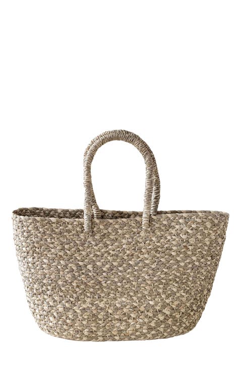 Braided Raffia Tote Sage and Natural