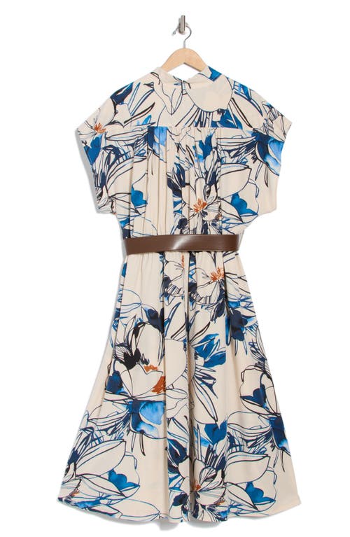 Calvin Klein Comm Belted Midi Dress In Multi