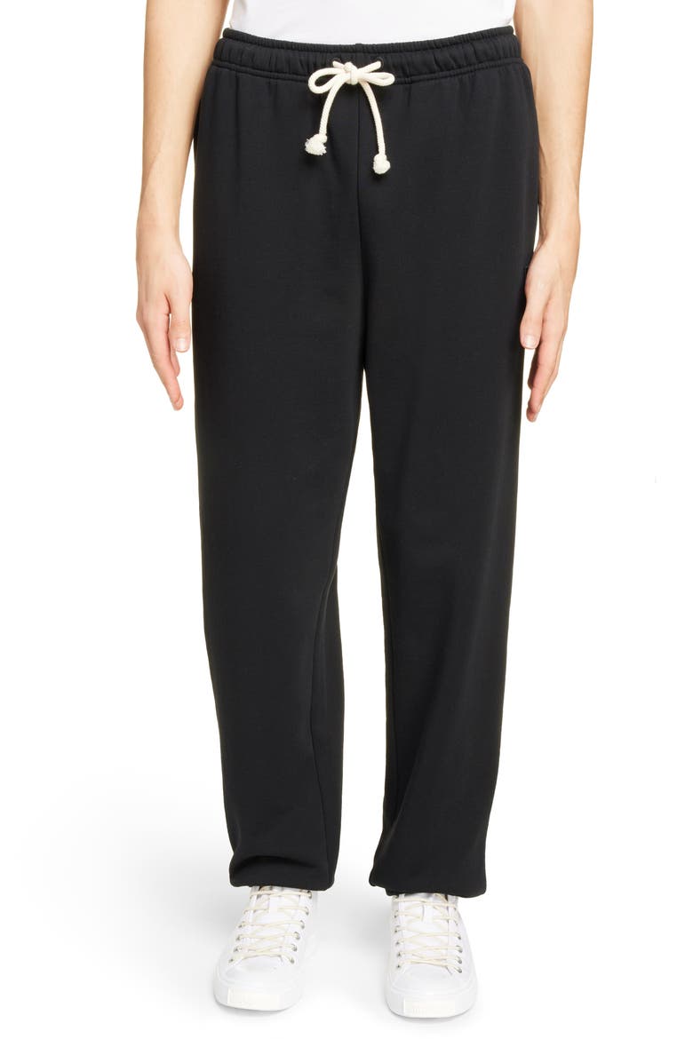 Face Patch Cotton Fleece Sweatpants, Main, color, BLACK