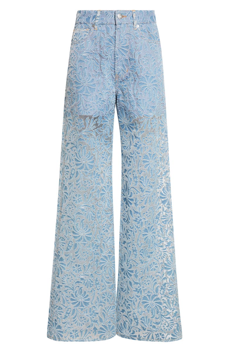 Veronica Beard Taylor Burnout Floral Wide Leg Jeans, Alternate, color, Lakeshore
