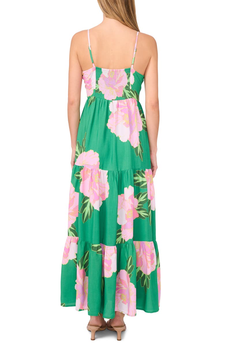 CeCe Floral Ruffle Maxi Sundress, Alternate, color, Medium Green
